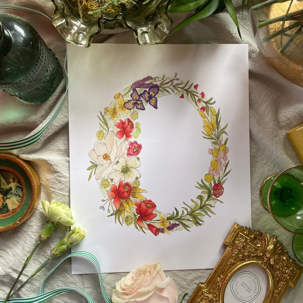 Hattie Darling - 8x10” Monogram Art Print - O